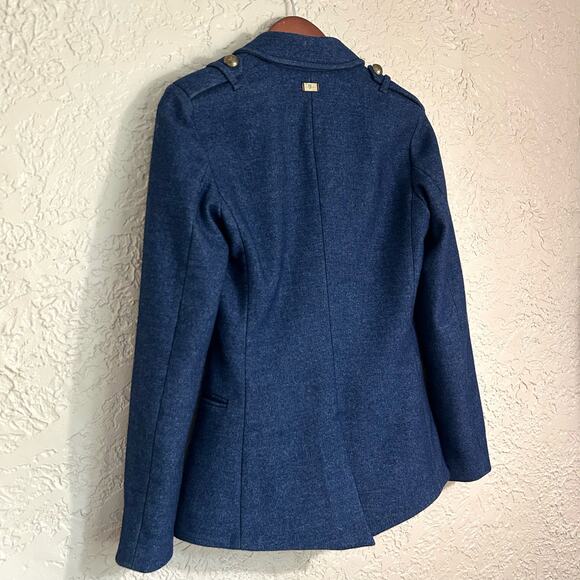 7 For All Mankind XS Wool Blend Blue Double Breasted Button Down Blazer Jacket - Picture 10 of 16